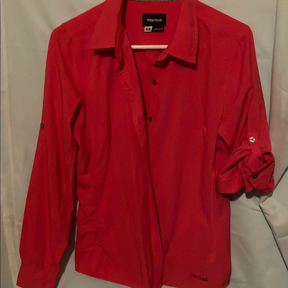 Marmot Red Button-Up Shirt